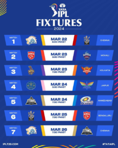 Tata IPL 2024 fixures